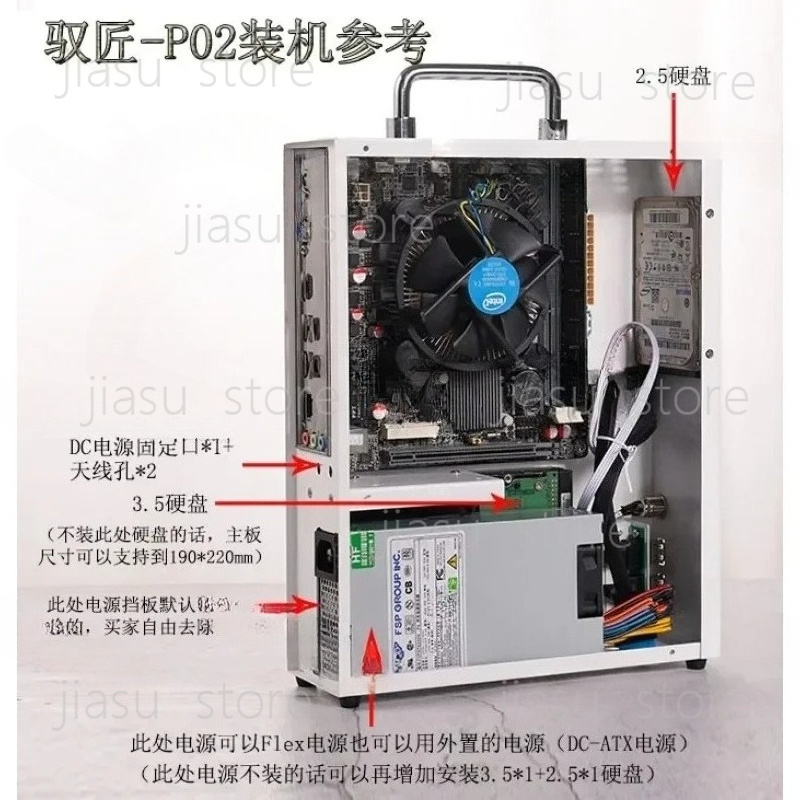 Mini Itx Case With Handle Portable - Case Desktop Mini ITX MATX Bianco